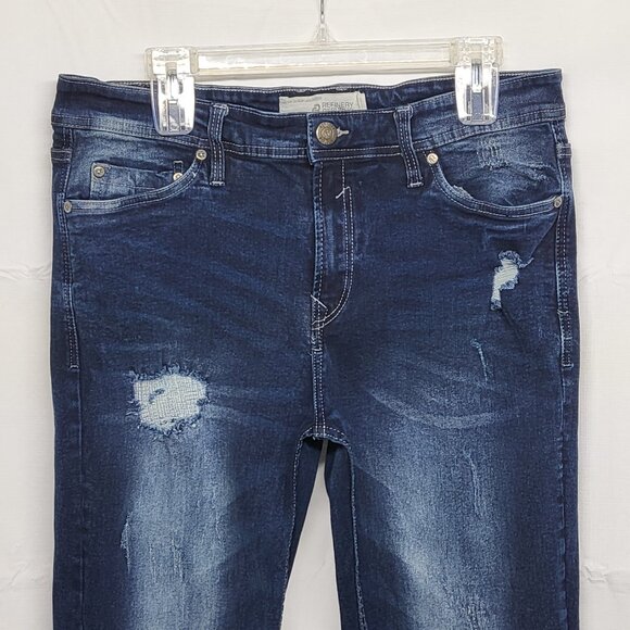 Refinery Republic Mens Jeans 34 X 30 Straight Leg Stretch Distressed Blue - Picture 2 of 16